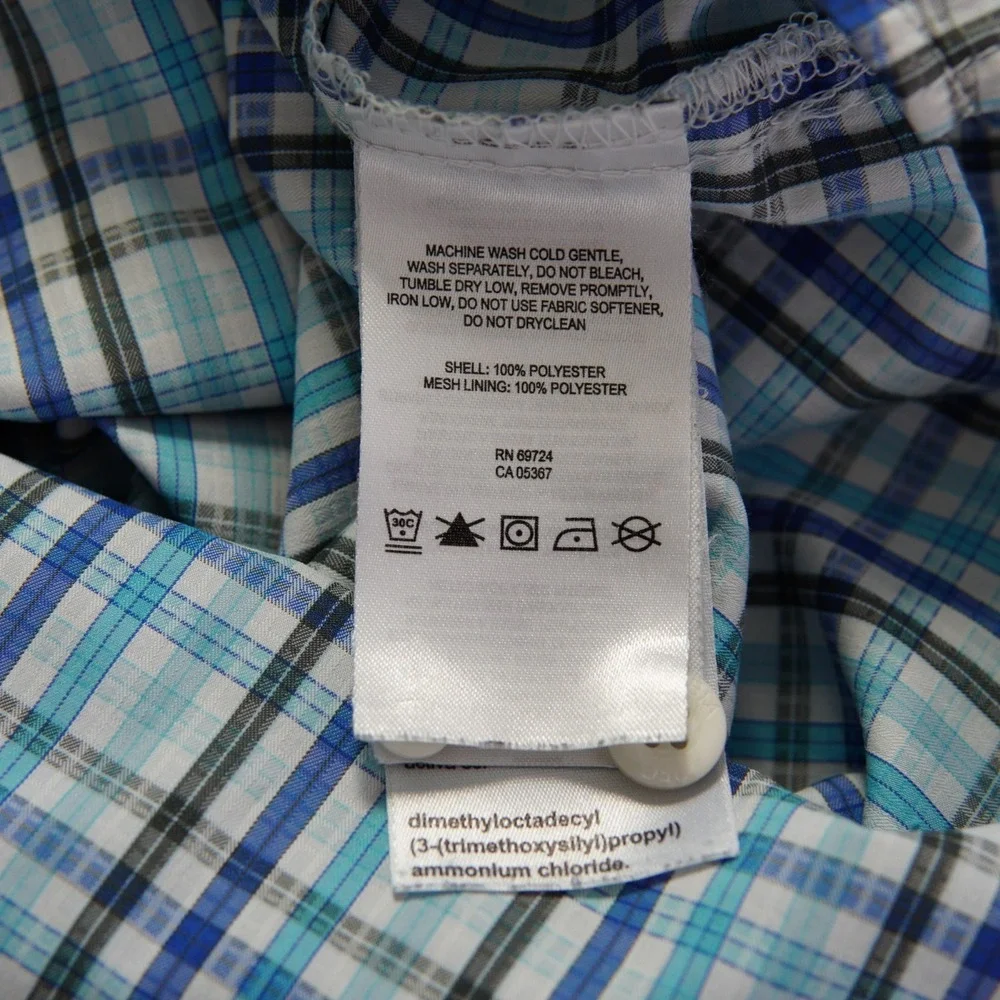 Columbia Super Tamiami Mens XL Blue White Plaid Vented Fishing Shirt Button Down